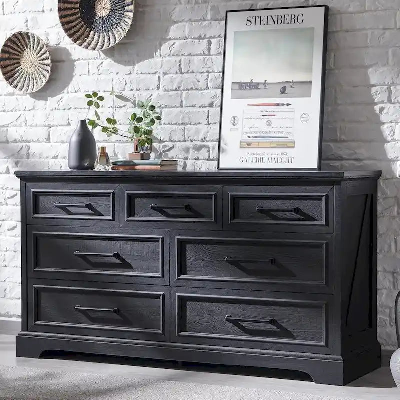 Commode de ferme à 7 tiroirs blanche/grise/noire - Usage unique