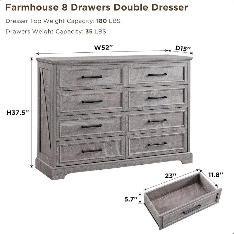 Commode de ferme à 8 tiroirs marron / noire / grise / blanche - Usage unique
