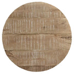Table d'appoint ronde à deux niveaux en bois de manguier faite à la main, beige - Usage unique