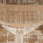 Table d'appoint ronde à deux niveaux en bois de manguier faite à la main, beige - Usage unique