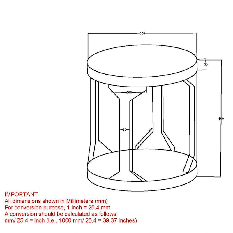 Table d'appoint ronde à deux niveaux en bois de manguier faite à la main, beige - Usage unique