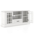 Meuble TV blanc de style rustique avec portes vitrées pour téléviseurs jusqu'à 70" - Usage unique