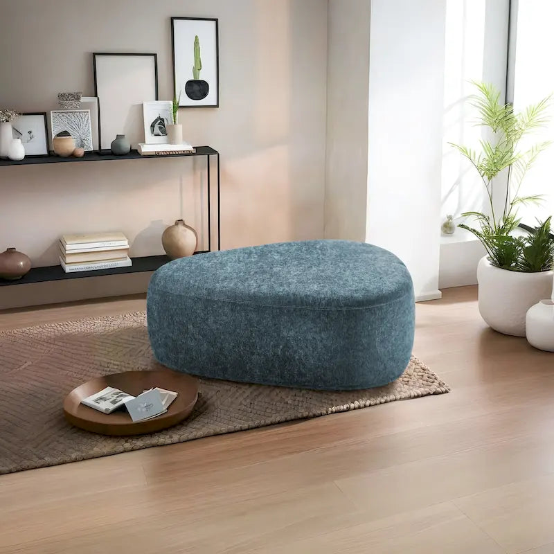 Poufs/Ottomans rembourrés triangulaires arrondis de couleurs Bleu / Gris / Vert / Sable Clair / Gris Clair – Usage unique