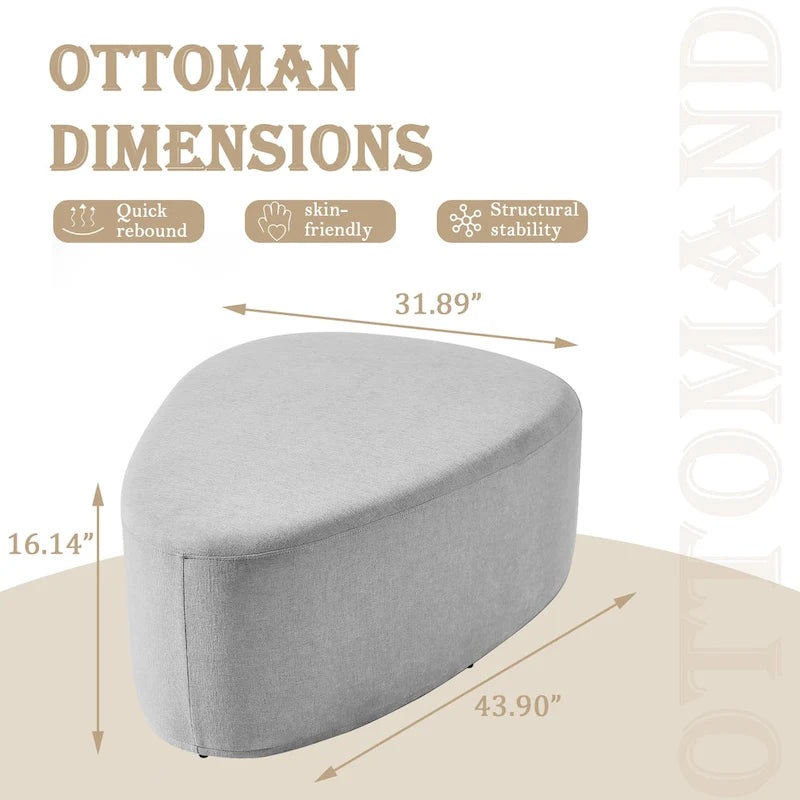 Poufs/Ottomans rembourrés triangulaires arrondis de couleurs Bleu / Gris / Vert / Sable Clair / Gris Clair – Usage unique