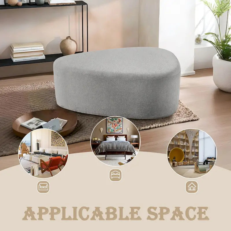 Poufs/Ottomans rembourrés triangulaires arrondis de couleurs Bleu / Gris / Vert / Sable Clair / Gris Clair – Usage unique