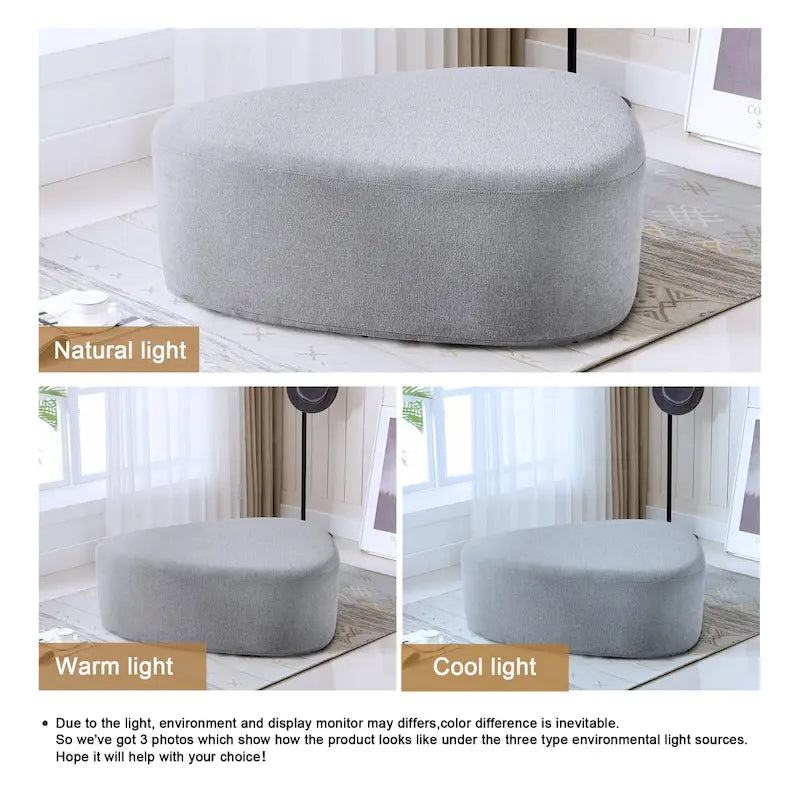 Poufs/Ottomans rembourrés triangulaires arrondis de couleurs Bleu / Gris / Vert / Sable Clair / Gris Clair – Usage unique