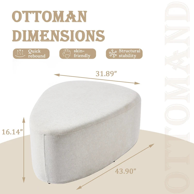 Poufs/Ottomans rembourrés triangulaires arrondis de couleurs Bleu / Gris / Vert / Sable Clair / Gris Clair – Usage unique