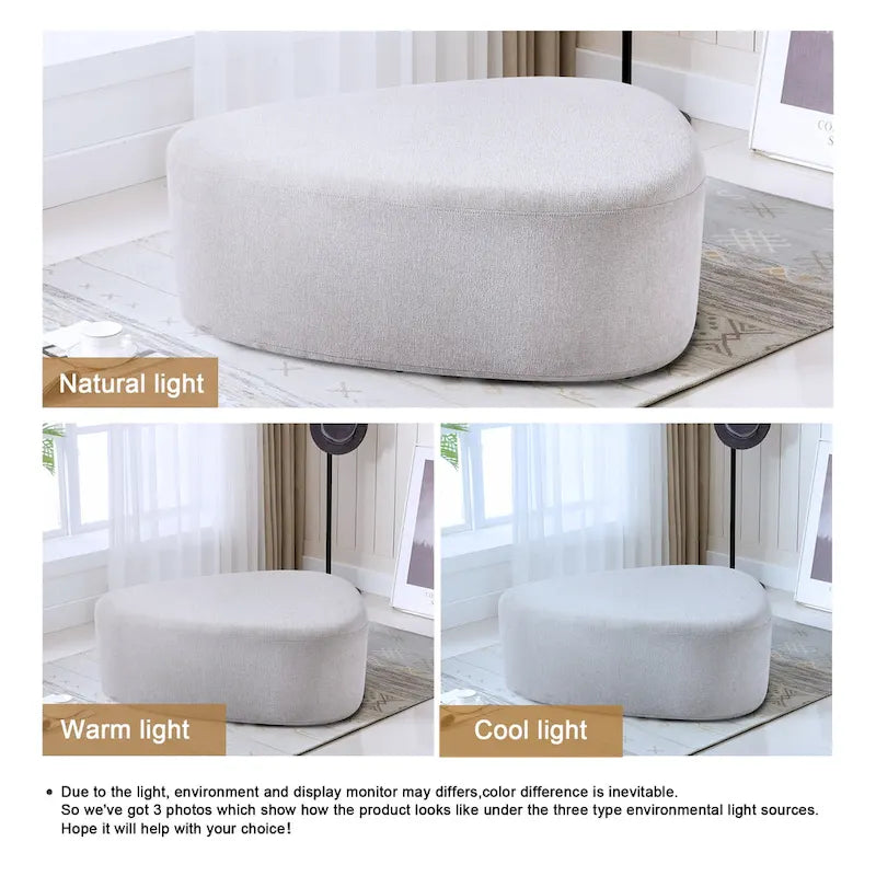 Poufs/Ottomans rembourrés triangulaires arrondis de couleurs Bleu / Gris / Vert / Sable Clair / Gris Clair – Usage unique