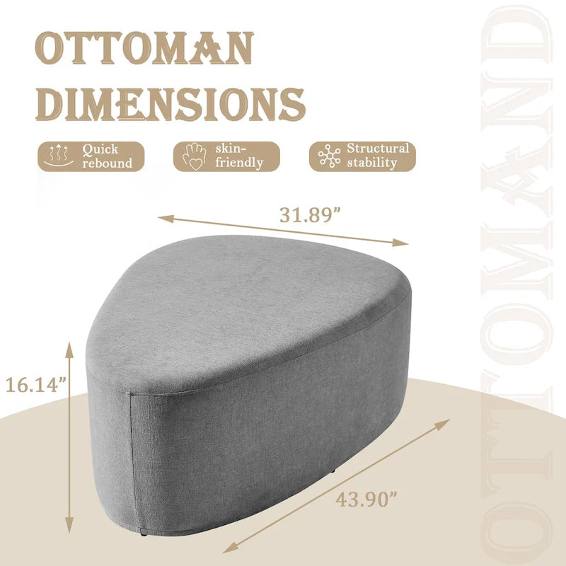 Poufs/Ottomans rembourrés triangulaires arrondis de couleurs Bleu / Gris / Vert / Sable Clair / Gris Clair – Usage unique