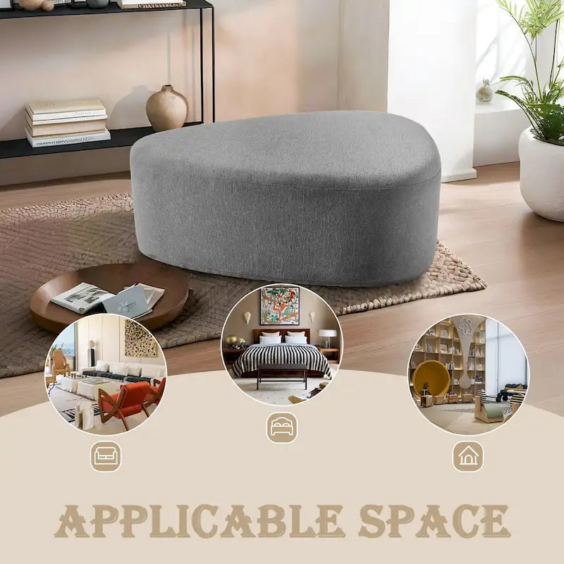 Poufs/Ottomans rembourrés triangulaires arrondis de couleurs Bleu / Gris / Vert / Sable Clair / Gris Clair – Usage unique
