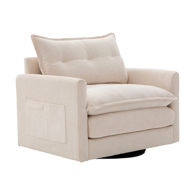 Fauteuil d'appoint pivotant à 360° en chenille jaune moutarde / vert olive / marron / rose / beige / noir / gris de style Mid-Century - Usage unique