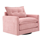 Fauteuil d'appoint pivotant à 360° en chenille jaune moutarde / vert olive / marron / rose / beige / noir / gris de style Mid-Century - Usage unique