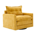 Fauteuil d'appoint pivotant à 360° en chenille jaune moutarde / vert olive / marron / rose / beige / noir / gris de style Mid-Century - Usage unique