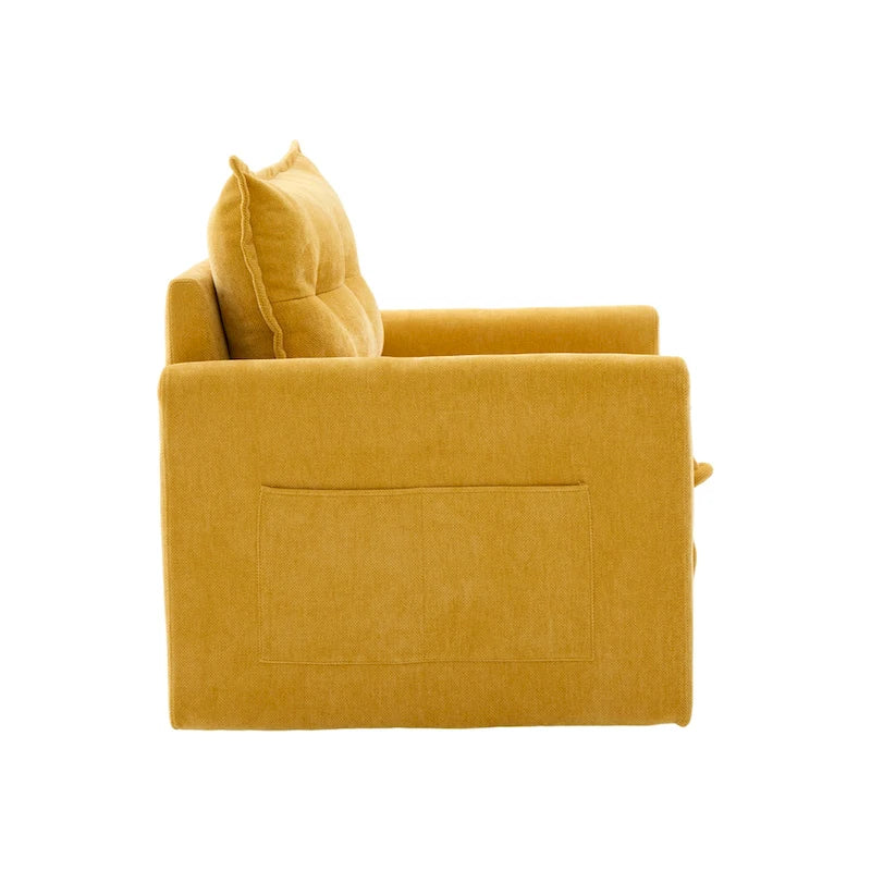 Fauteuil d'appoint pivotant à 360° en chenille jaune moutarde / vert olive / marron / rose / beige / noir / gris de style Mid-Century - Usage unique