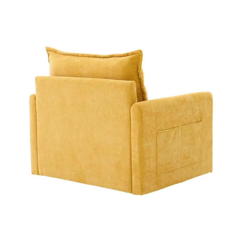 Fauteuil d'appoint pivotant à 360° en chenille jaune moutarde / vert olive / marron / rose / beige / noir / gris de style Mid-Century - Usage unique
