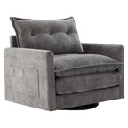 Fauteuil d'appoint pivotant à 360° en chenille jaune moutarde / vert olive / marron / rose / beige / noir / gris de style Mid-Century - Usage unique