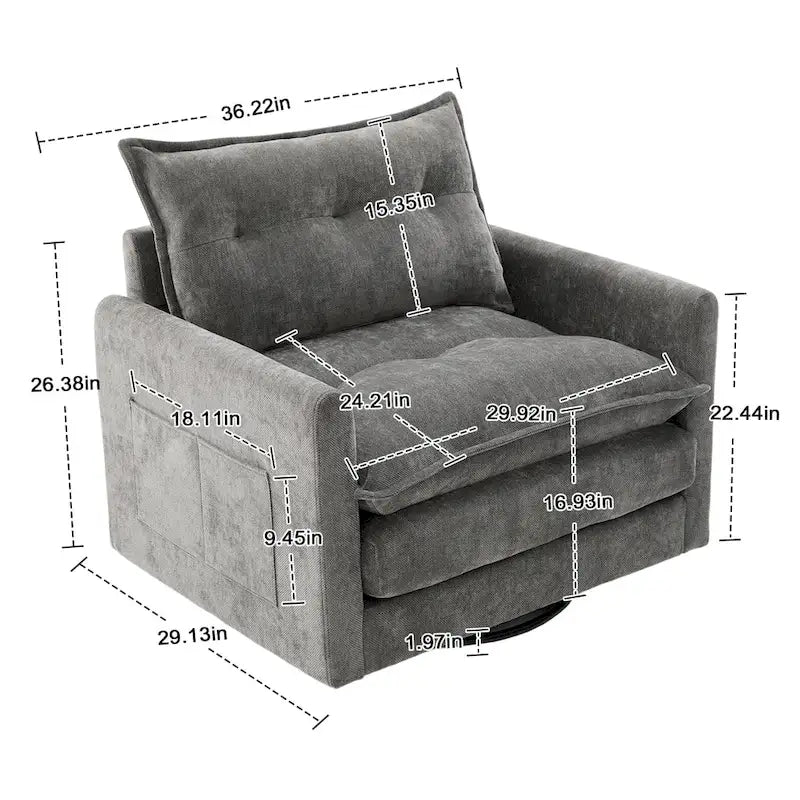 Fauteuil d'appoint pivotant à 360° en chenille jaune moutarde / vert olive / marron / rose / beige / noir / gris de style Mid-Century - Usage unique