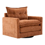 Fauteuil d'appoint pivotant à 360° en chenille jaune moutarde / vert olive / marron / rose / beige / noir / gris de style Mid-Century - Usage unique