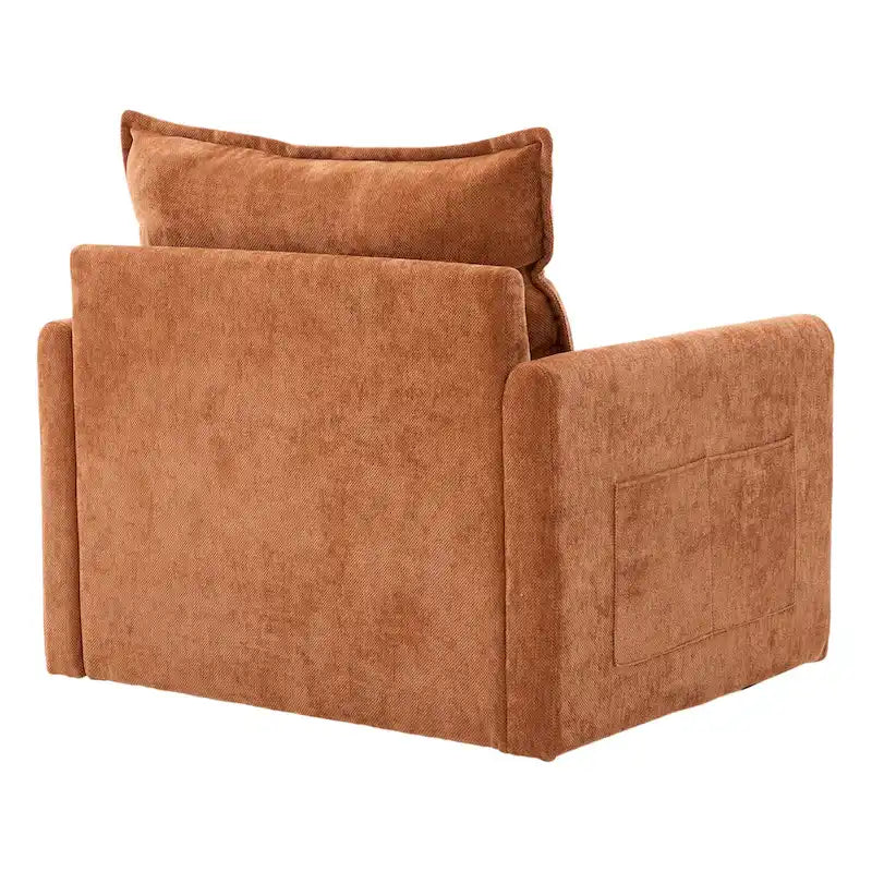 Fauteuil d'appoint pivotant à 360° en chenille jaune moutarde / vert olive / marron / rose / beige / noir / gris de style Mid-Century - Usage unique