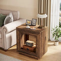 Table d'appoint noyer / bois noir avec rangement - Utilisation unique