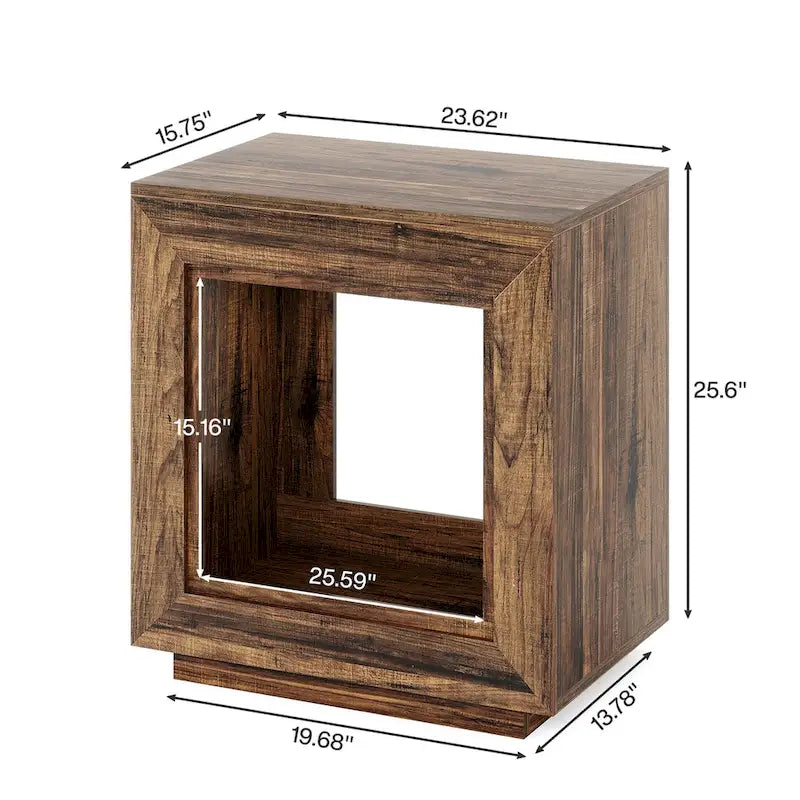 Table d'appoint noyer / bois noir avec rangement - Utilisation unique