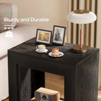 Table d'appoint noyer / bois noir avec rangement - Utilisation unique