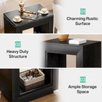 Table d'appoint noyer / bois noir avec rangement - Utilisation unique