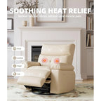Fauteuil inclinable pivotant et basculant à 360° en cuir PU beige/marron/jaune foncé/café/gris avec fonction chauffante et massage - Utilisation individuelle