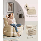 Fauteuil inclinable pivotant et basculant à 360° en cuir PU beige/marron/jaune foncé/café/gris avec fonction chauffante et massage - Utilisation individuelle