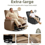 Fauteuil inclinable pivotant et basculant à 360° en cuir PU beige/marron/jaune foncé/café/gris avec fonction chauffante et massage - Utilisation individuelle