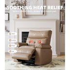 Fauteuil inclinable pivotant et basculant à 360° en cuir PU beige/marron/jaune foncé/café/gris avec fonction chauffante et massage - Utilisation individuelle