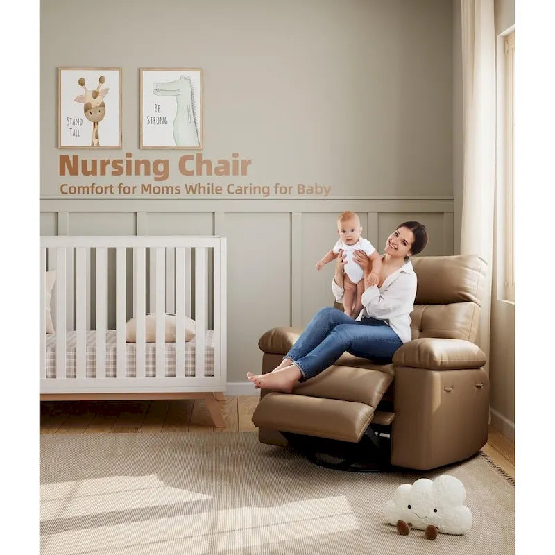 Fauteuil inclinable pivotant et basculant à 360° en cuir PU beige/marron/jaune foncé/café/gris avec fonction chauffante et massage - Utilisation individuelle