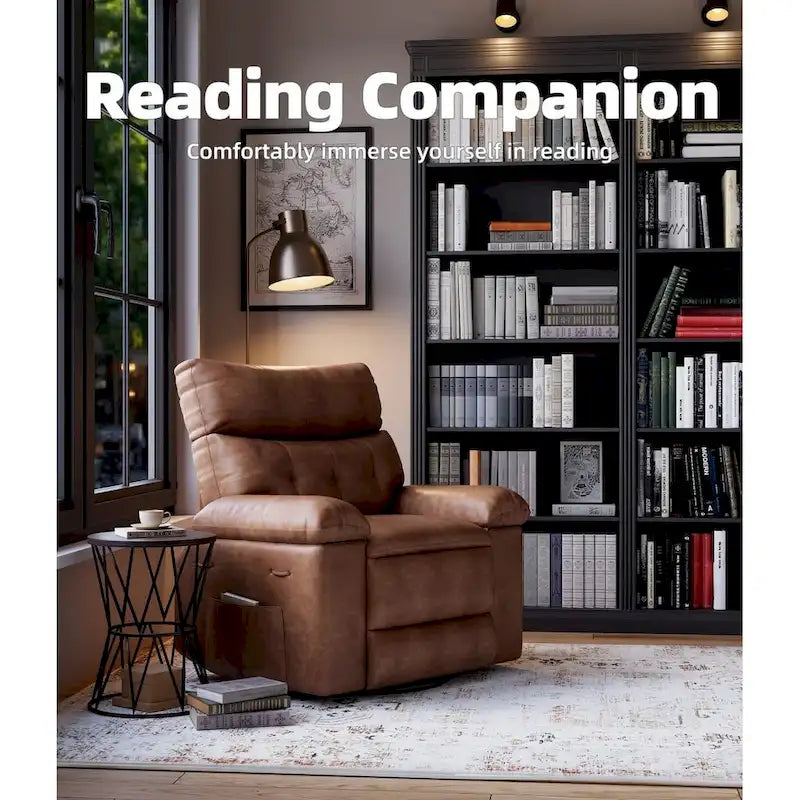 Fauteuil inclinable pivotant et basculant à 360° en cuir PU beige/marron/jaune foncé/café/gris avec fonction chauffante et massage - Utilisation individuelle