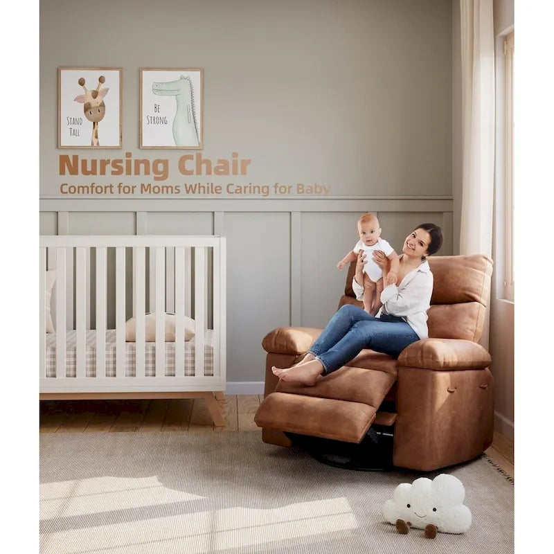 Fauteuil inclinable pivotant et basculant à 360° en cuir PU beige/marron/jaune foncé/café/gris avec fonction chauffante et massage - Utilisation individuelle