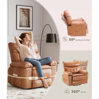 Fauteuil inclinable pivotant et basculant à 360° en cuir PU beige/marron/jaune foncé/café/gris avec fonction chauffante et massage - Utilisation individuelle