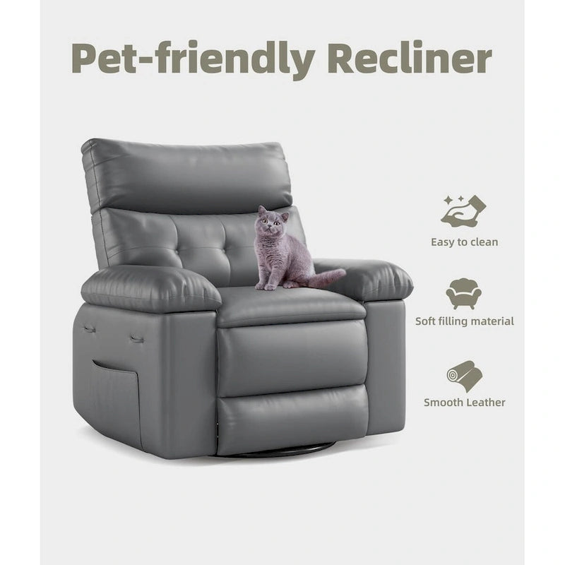 Fauteuil inclinable pivotant et basculant à 360° en cuir PU beige/marron/jaune foncé/café/gris avec fonction chauffante et massage - Utilisation individuelle
