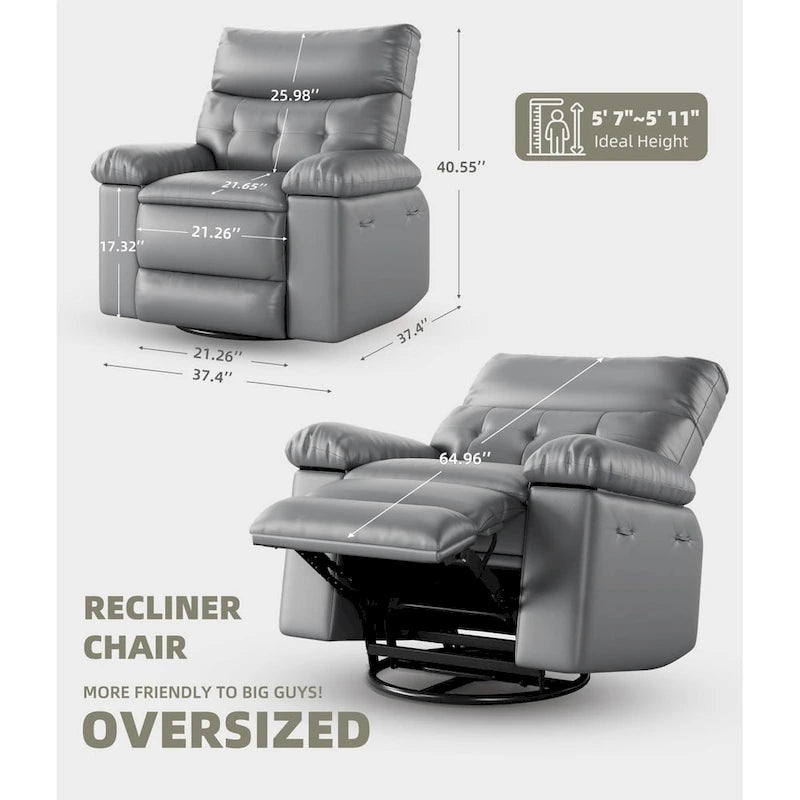 Fauteuil inclinable pivotant et basculant à 360° en cuir PU beige/marron/jaune foncé/café/gris avec fonction chauffante et massage - Utilisation individuelle