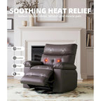 Fauteuil inclinable pivotant et basculant à 360° en cuir PU beige/marron/jaune foncé/café/gris avec fonction chauffante et massage - Utilisation individuelle