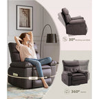 Fauteuil inclinable pivotant et basculant à 360° en cuir PU beige/marron/jaune foncé/café/gris avec fonction chauffante et massage - Utilisation individuelle