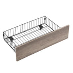 Lit plateforme entièrement métallique noir et gris avec tête de lit en bois et rangement sous le lit - Convient à 2 personnes