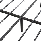 Lit plateforme entièrement métallique noir et gris avec tête de lit en bois et rangement sous le lit - Convient à 2 personnes