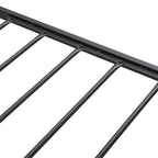 Lit plateforme entièrement métallique noir et gris avec tête de lit en bois et rangement sous le lit - Convient à 2 personnes