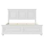 Lit traditionnel en pin White King avec tête et pied de lit décoratifs - Pour 2 personnes