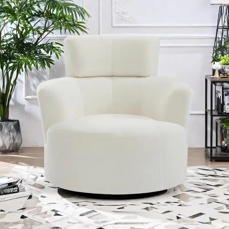 Fauteuil relax pivotant à 360° en polaire berbère crème/gris/jaune/vert avec appuie-tête réglable - Usage unique