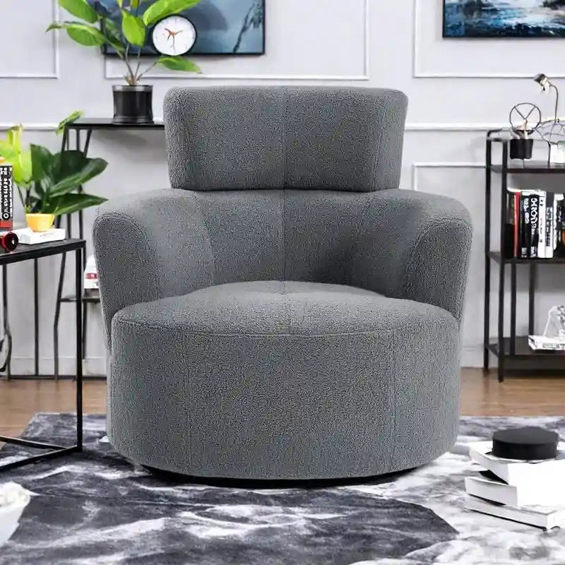 Fauteuil relax pivotant à 360° en polaire berbère crème/gris/jaune/vert avec appuie-tête réglable - Usage unique