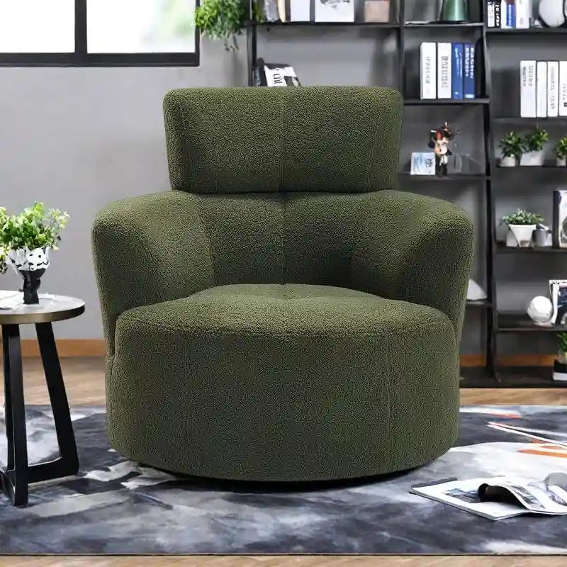 Fauteuil relax pivotant à 360° en polaire berbère crème/gris/jaune/vert avec appuie-tête réglable - Usage unique
