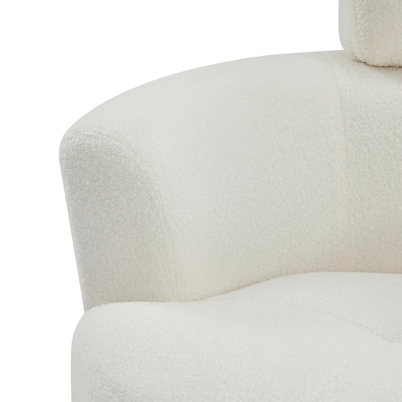 Fauteuil relax pivotant à 360° en polaire berbère crème/gris/jaune/vert avec appuie-tête réglable - Usage unique