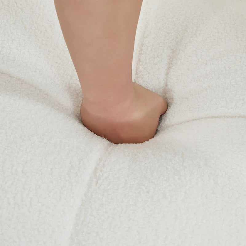 Fauteuil relax pivotant à 360° en polaire berbère crème/gris/jaune/vert avec appuie-tête réglable - Usage unique