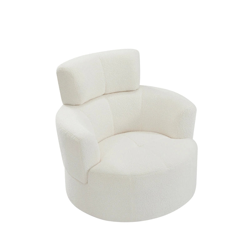Fauteuil relax pivotant à 360° en polaire berbère crème/gris/jaune/vert avec appuie-tête réglable - Usage unique