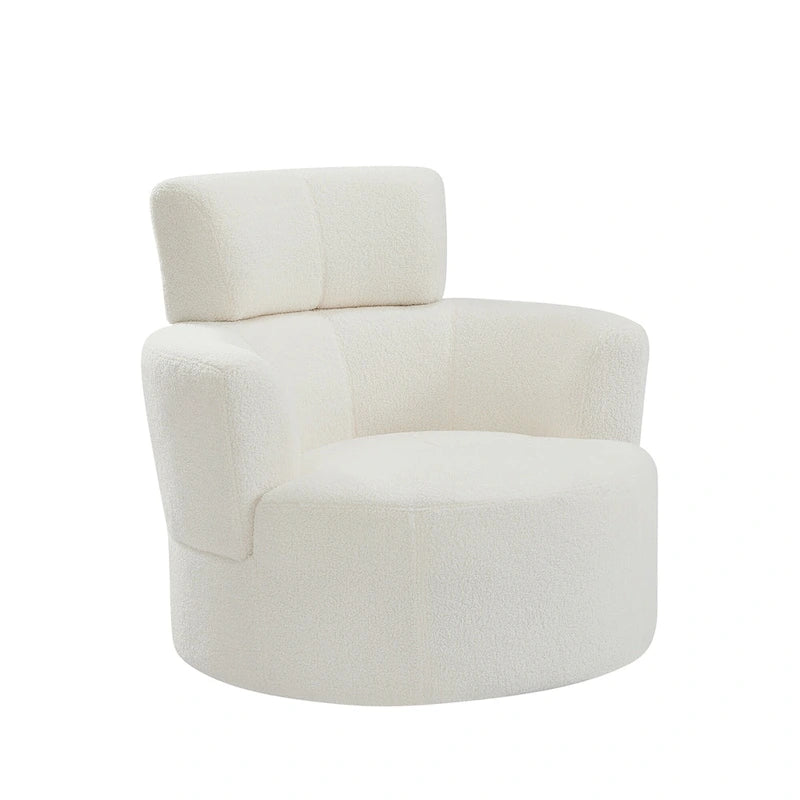 Fauteuil relax pivotant à 360° en polaire berbère crème/gris/jaune/vert avec appuie-tête réglable - Usage unique